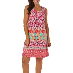 Watercolor Tile Print Shift Dress   NEW